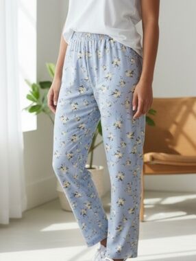 Charter Club Light Blue Floral Dress or Top with Yellow Blooms